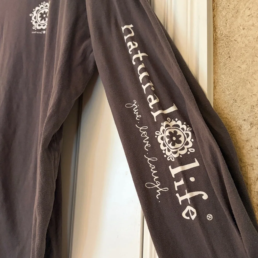 NATURAL LIFE Long Sleeve Woman’s Crew Neck Tee Shirt Be Happy Large - Picture 2 of 7